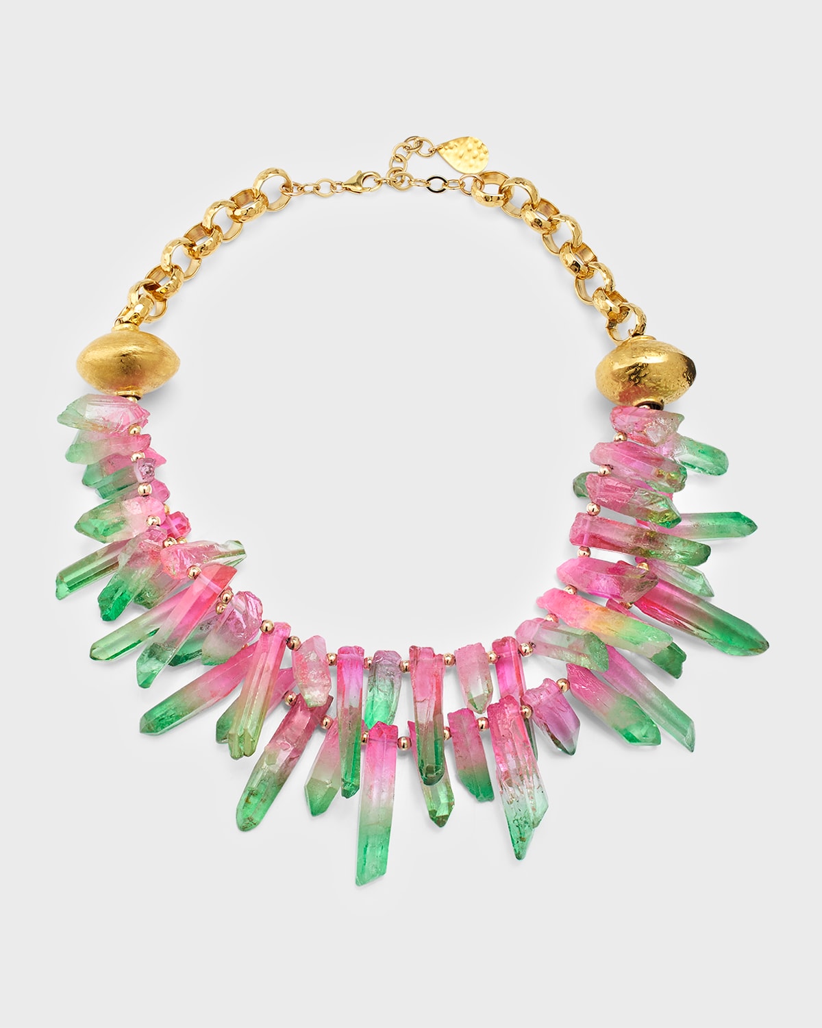 Devon Leigh Watermelon Quartz Statement Necklace In Multi Colour