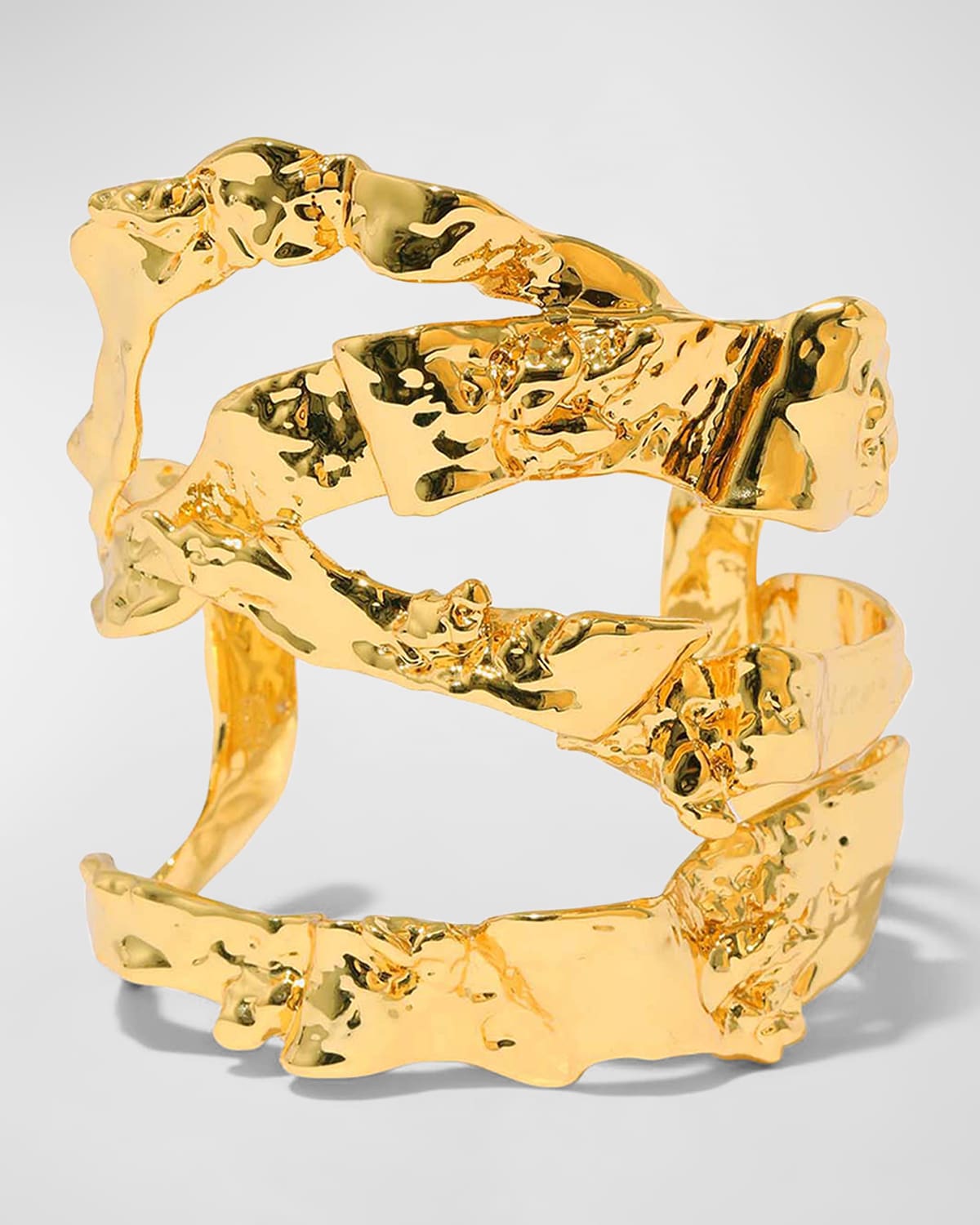 Shop Alexis Bittar Brut Sculptural Ribbon Wide Cuff Bracelet In Gold