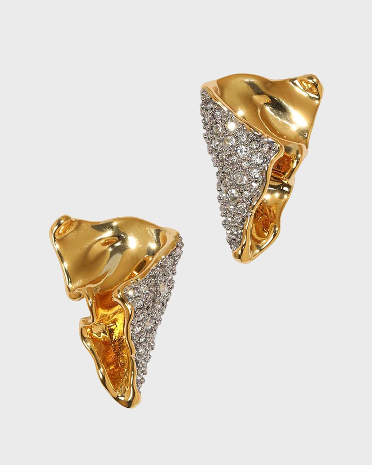 Shop Alexis Bittar Solanales Crystal Folded Earrings In Gold