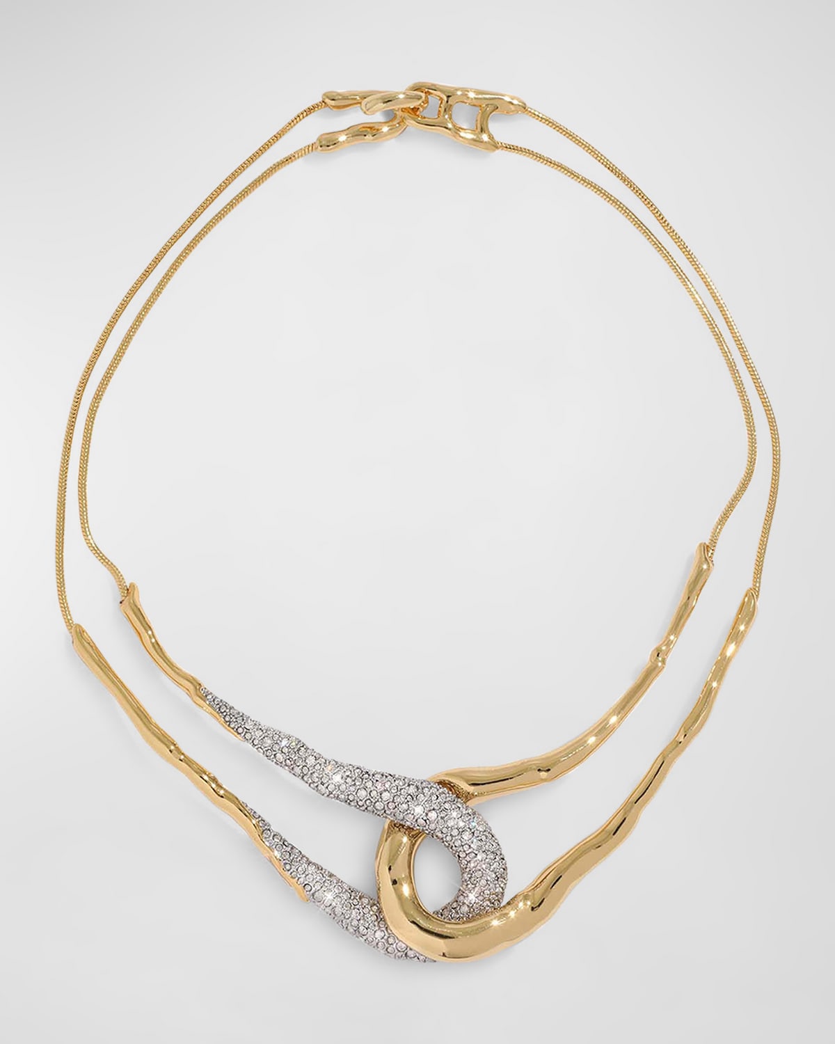 Solanales Gold Crystal Intertwined Cuff Bracelet