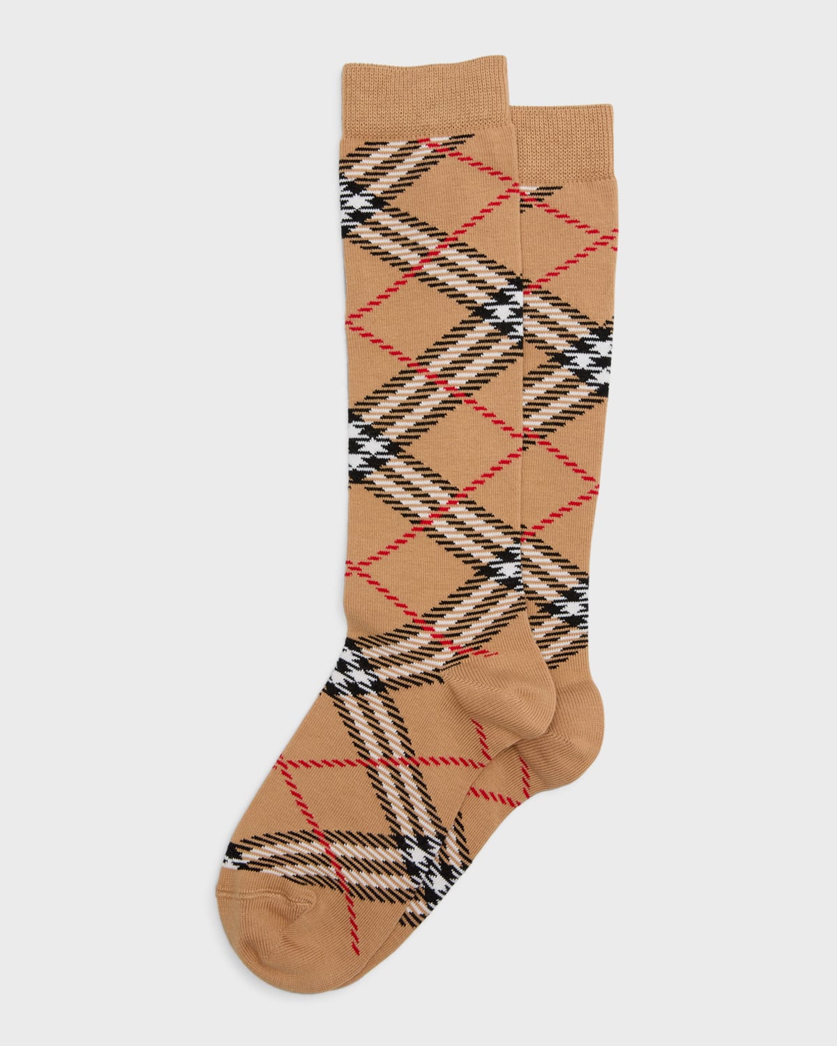 Burberry Kid's Check-printed Socks In Archive Beige