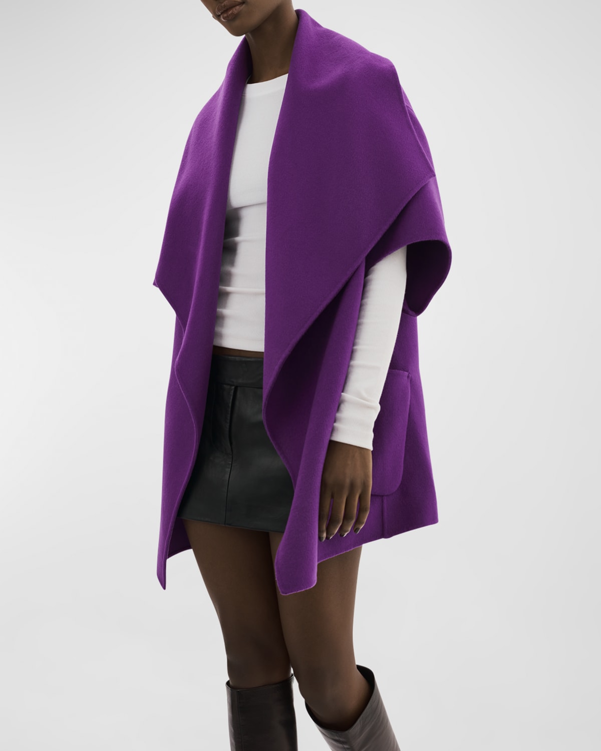 Lamarque Penelope Double Face Wool-blend Coat In Violet