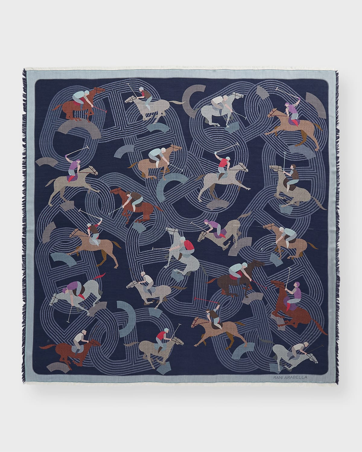 Race Track Print Silk-Wool Scarf