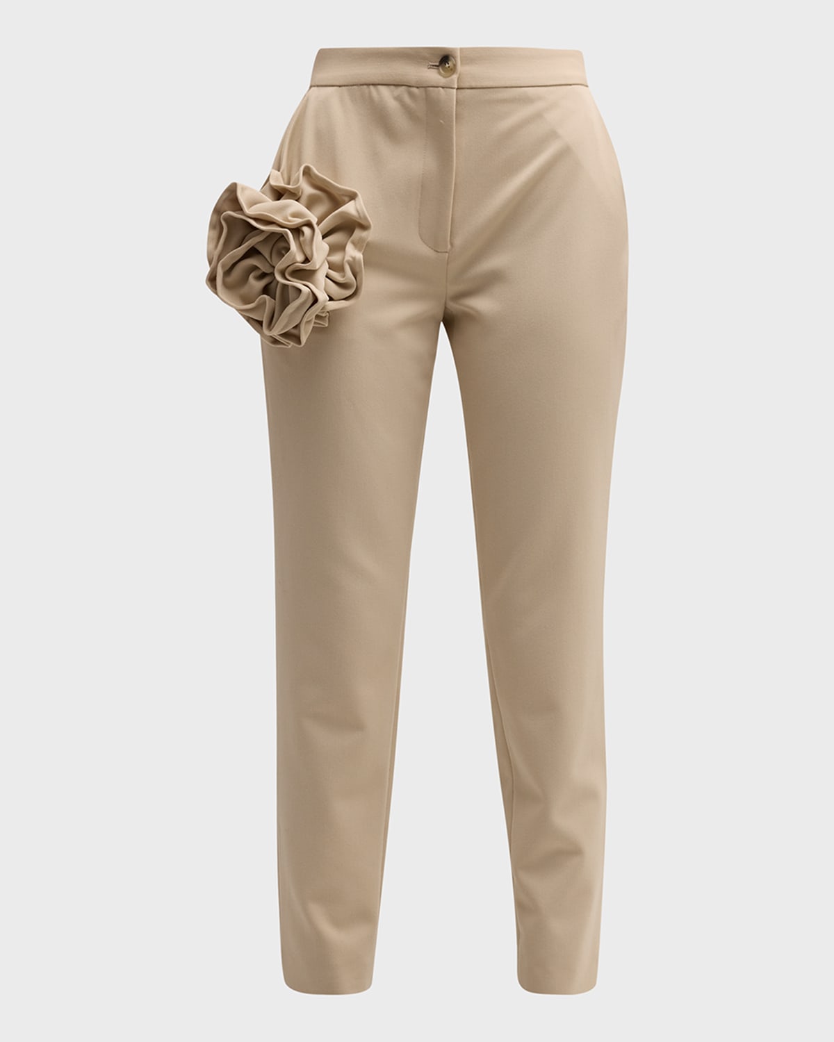 Hellessy Arams Rosette Applique Straight-leg Ankle Pants In Sand