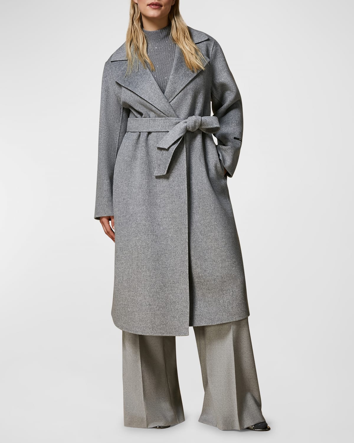 MARINA RINALDI PLUS SIZE TERRA BELTED WOOL WRAP COAT