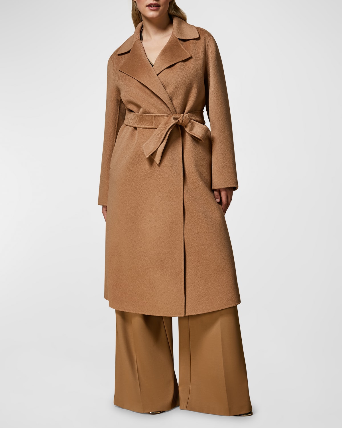 MARINA RINALDI PLUS SIZE TERRA BELTED WOOL WRAP COAT