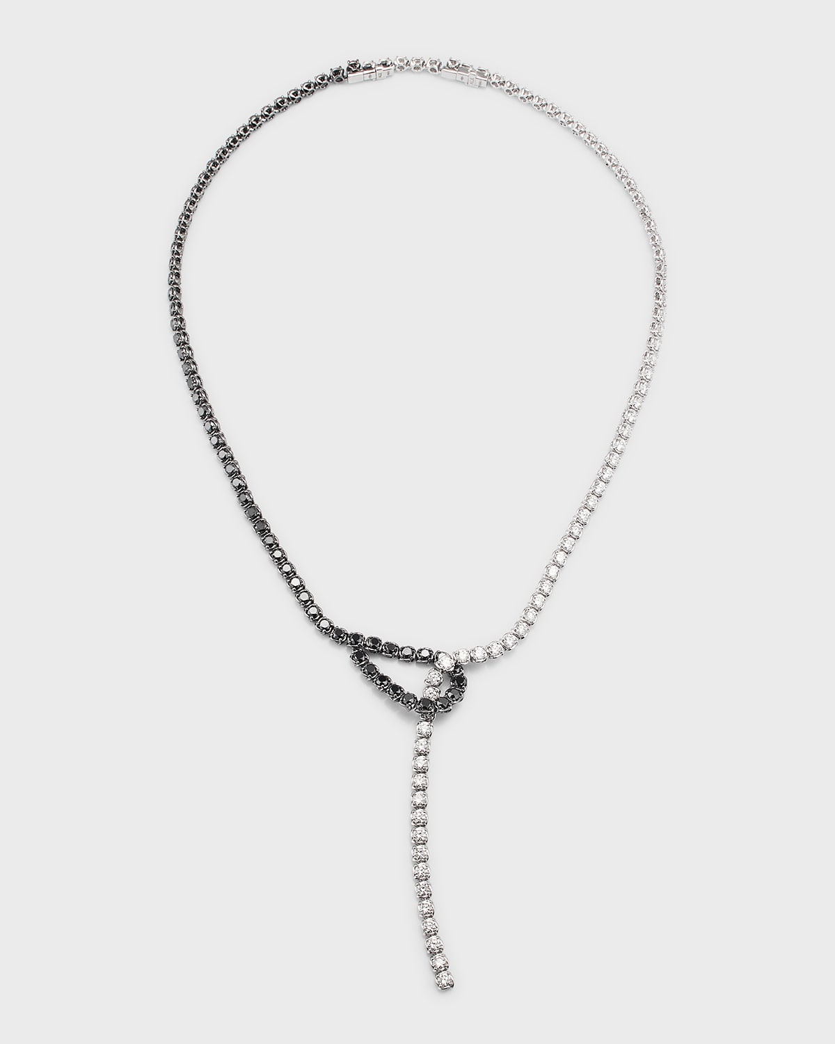 A. Link 18k White Gold Necklace With White And Black Diamonds In Metallic