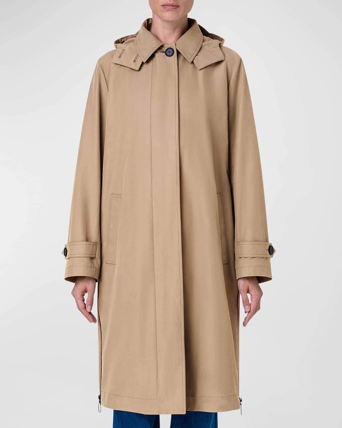 Akris Punto Cotton Blend Bicycle Parka With Detachable Hood In Cashew