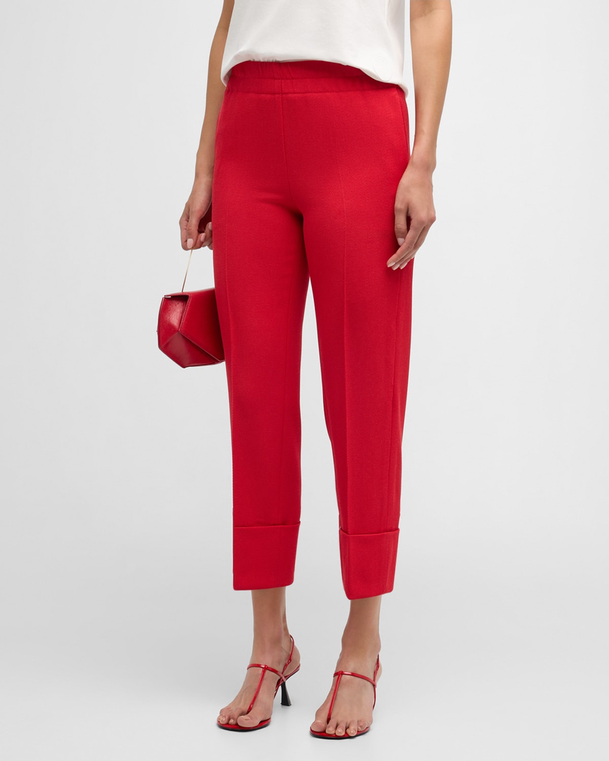 Shop Akris Punto Farell Tapered Wool Tricotine Pants In Red