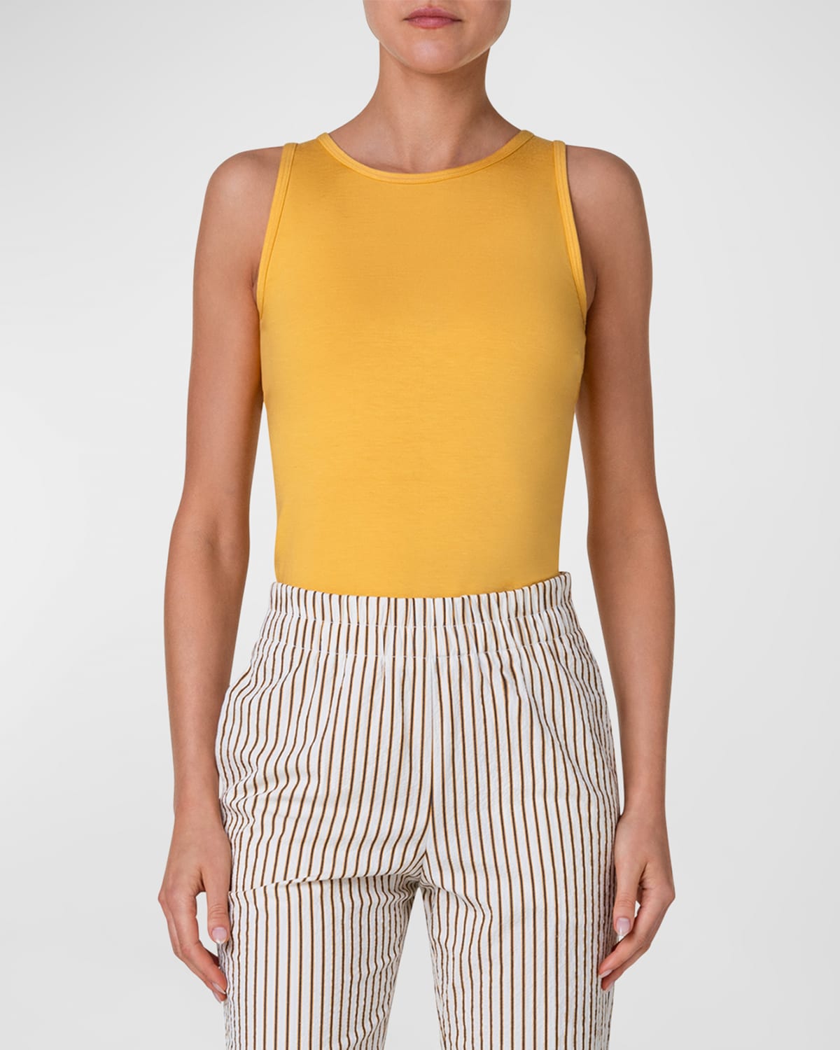 Akris Punto Fitted Jersey Tank Top In Yellow