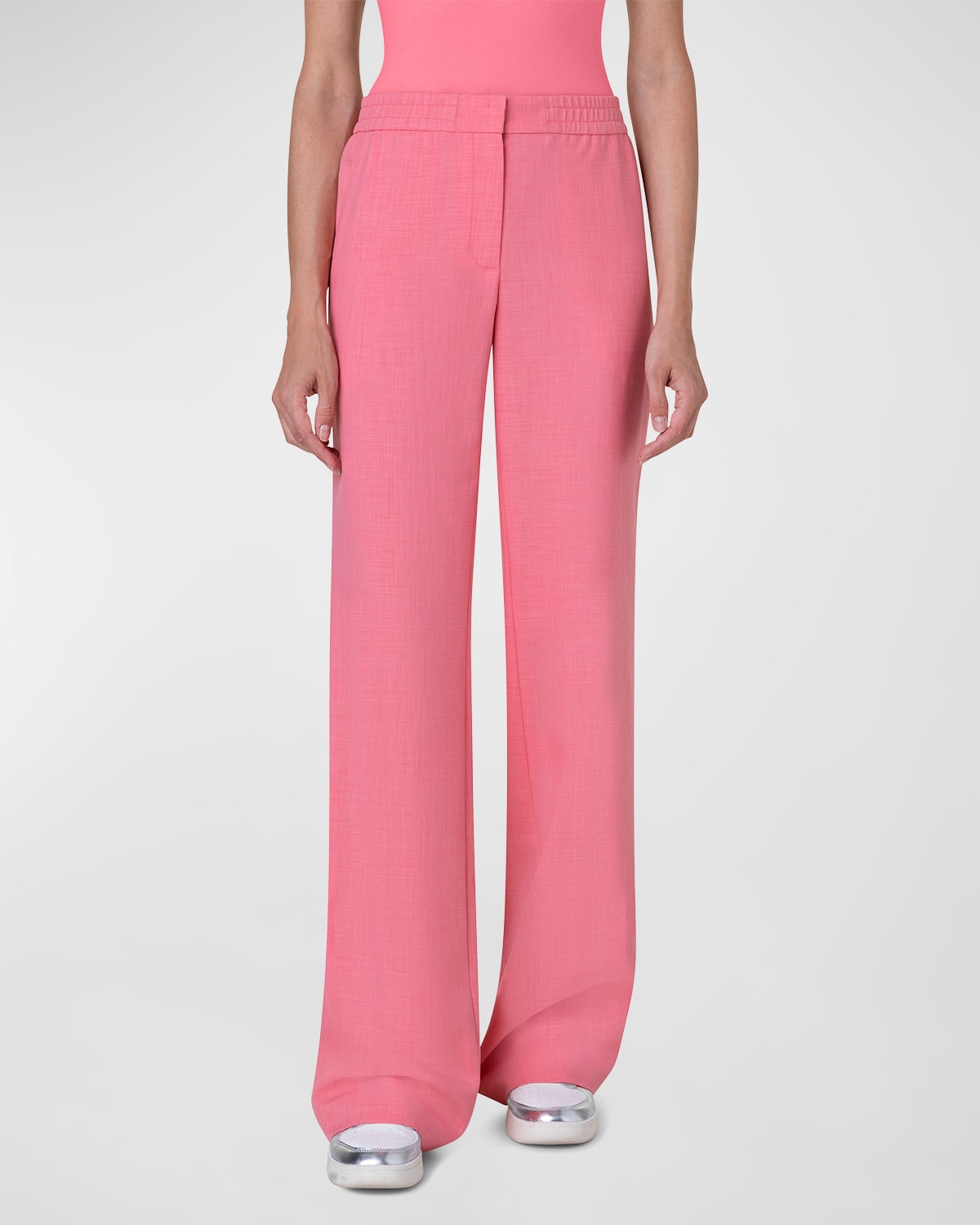 Shop Akris Punto Marla Straight-leg Crepe Pant In Flamingo