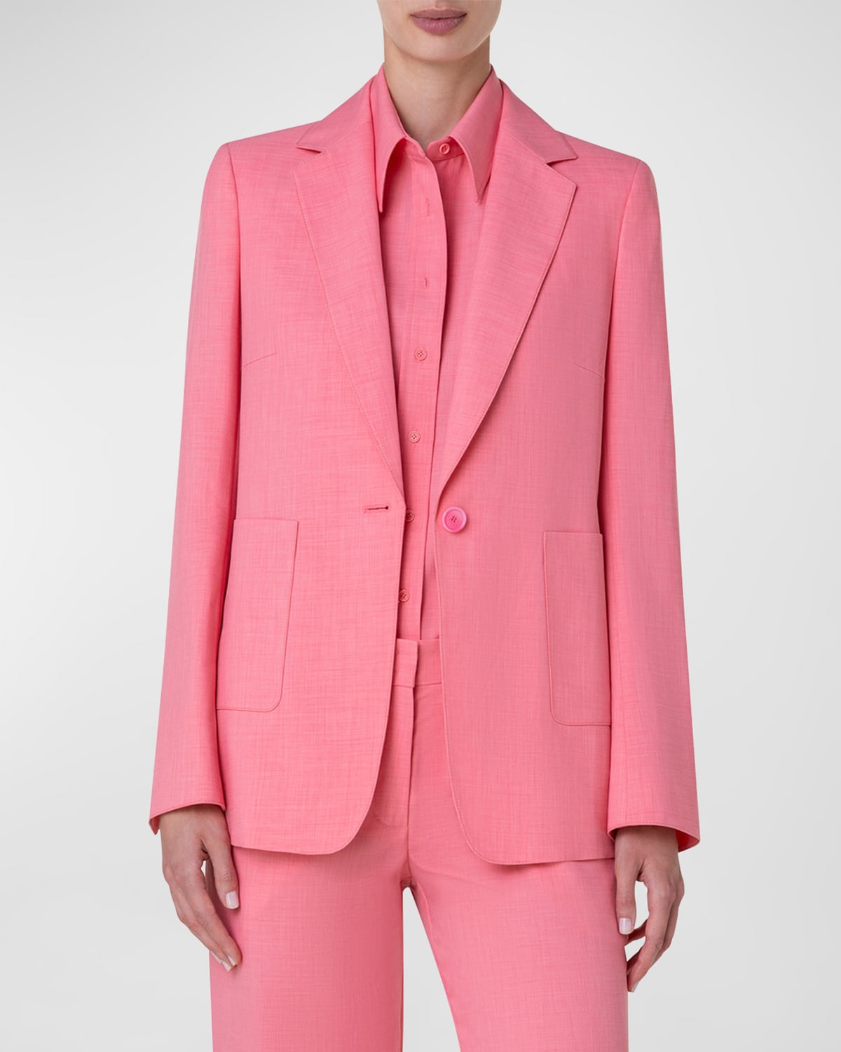 Shop Akris Punto Lightweight Techno Crepe Blazer Jacket In Flamingo