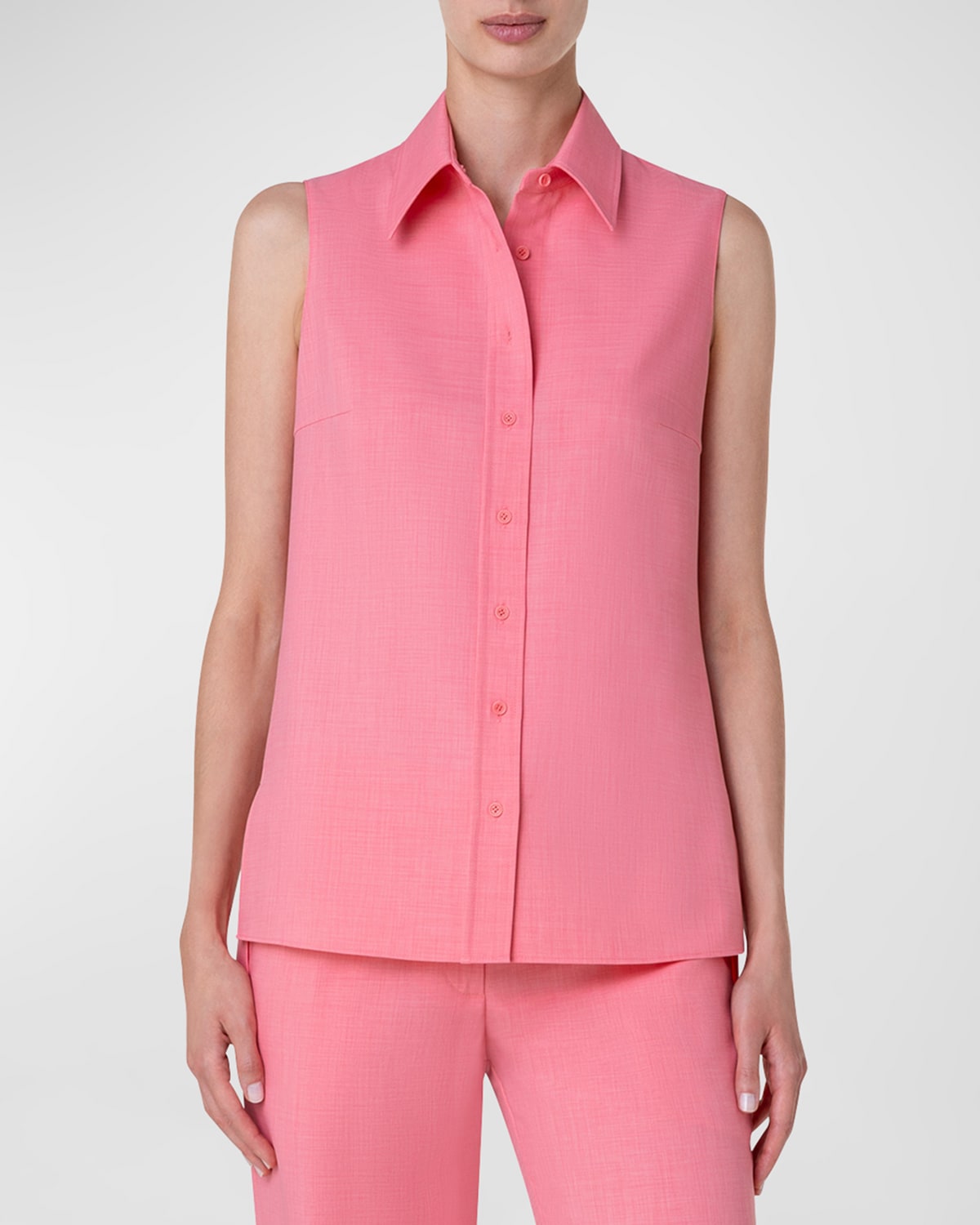 Akris Punto Lightweight Techno Crepe Blouse In Flamingo