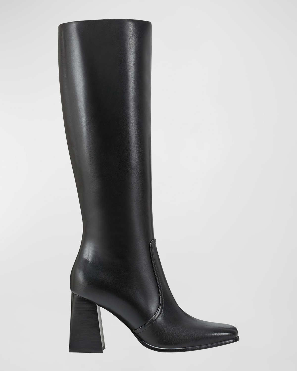 Marc Fisher Ltd Dreeam Leather Block-heel Tall Boots In Black