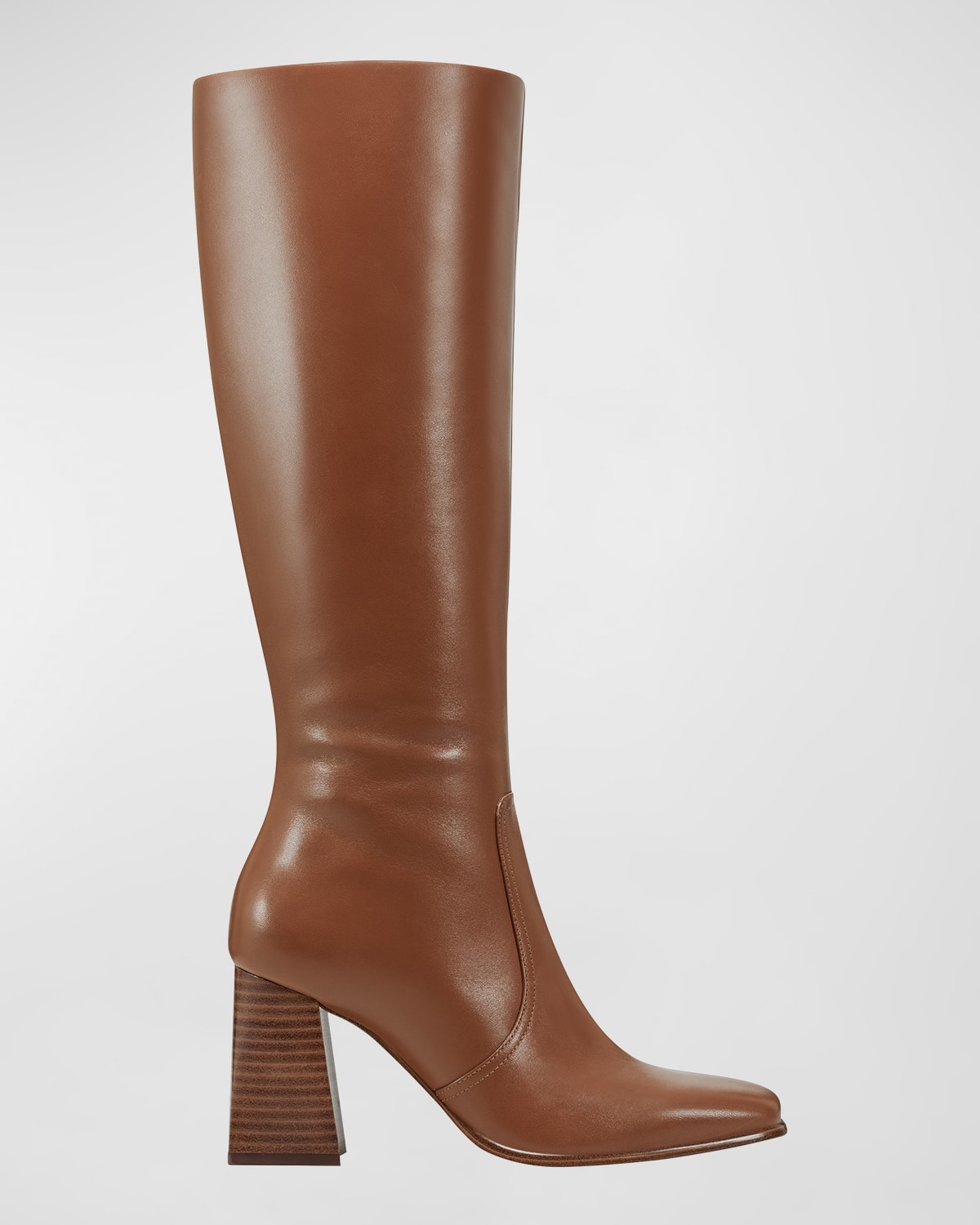 Marc Fisher Ltd Dreeam Leather Block-heel Tall Boots In Medium Natural