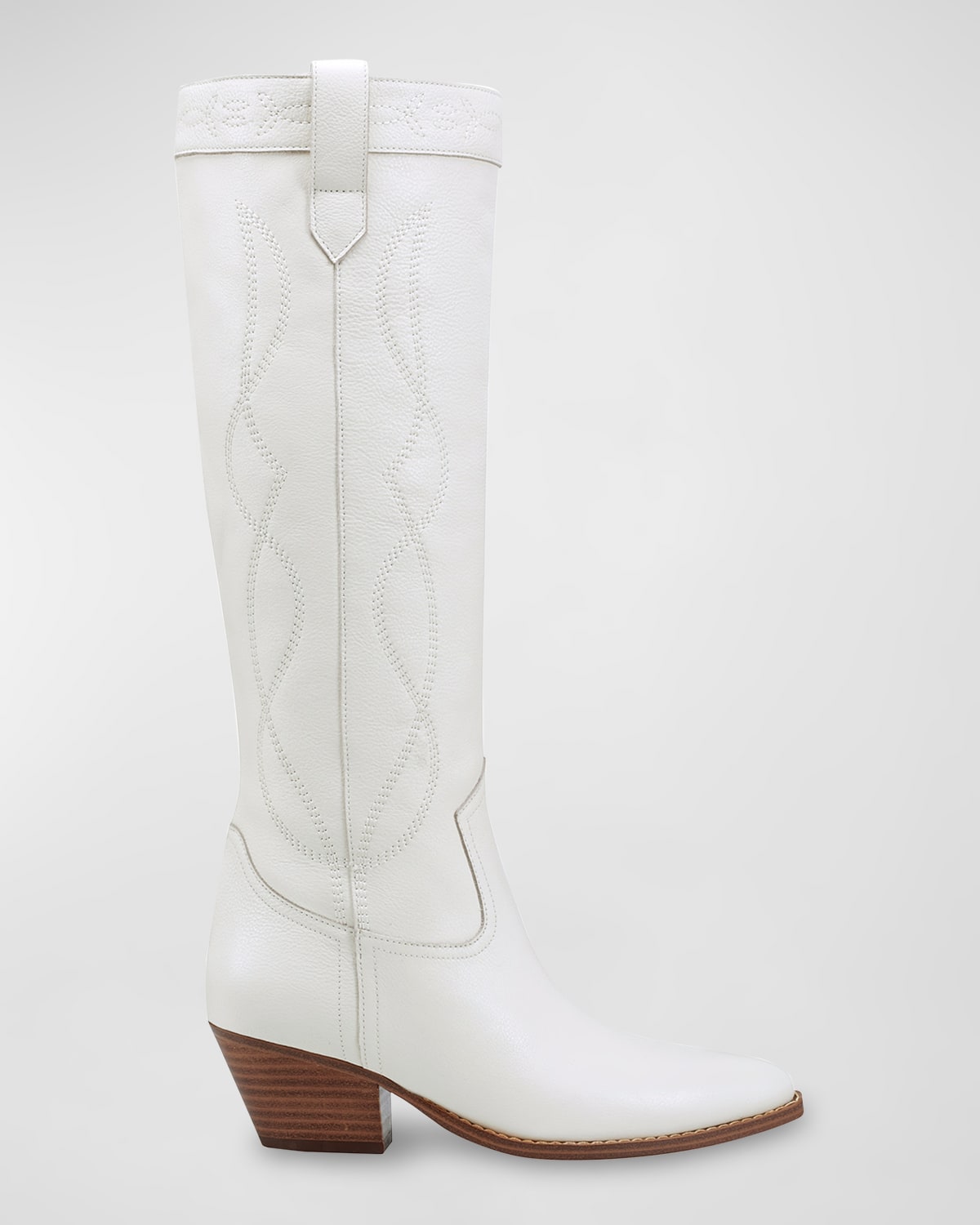 Marc Fisher Ltd Edania Embroidered Leather Tall Western Boots In Ivory