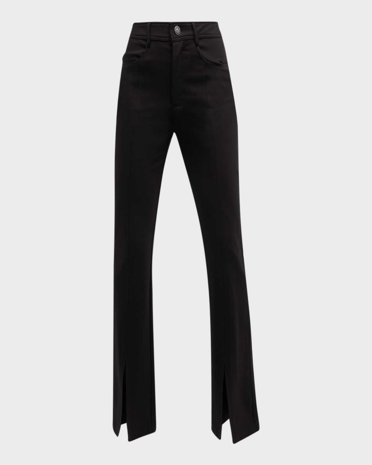 Shop Cinq À Sept Shanis Ponte-knit Bootcut Split-hem Pants In Black