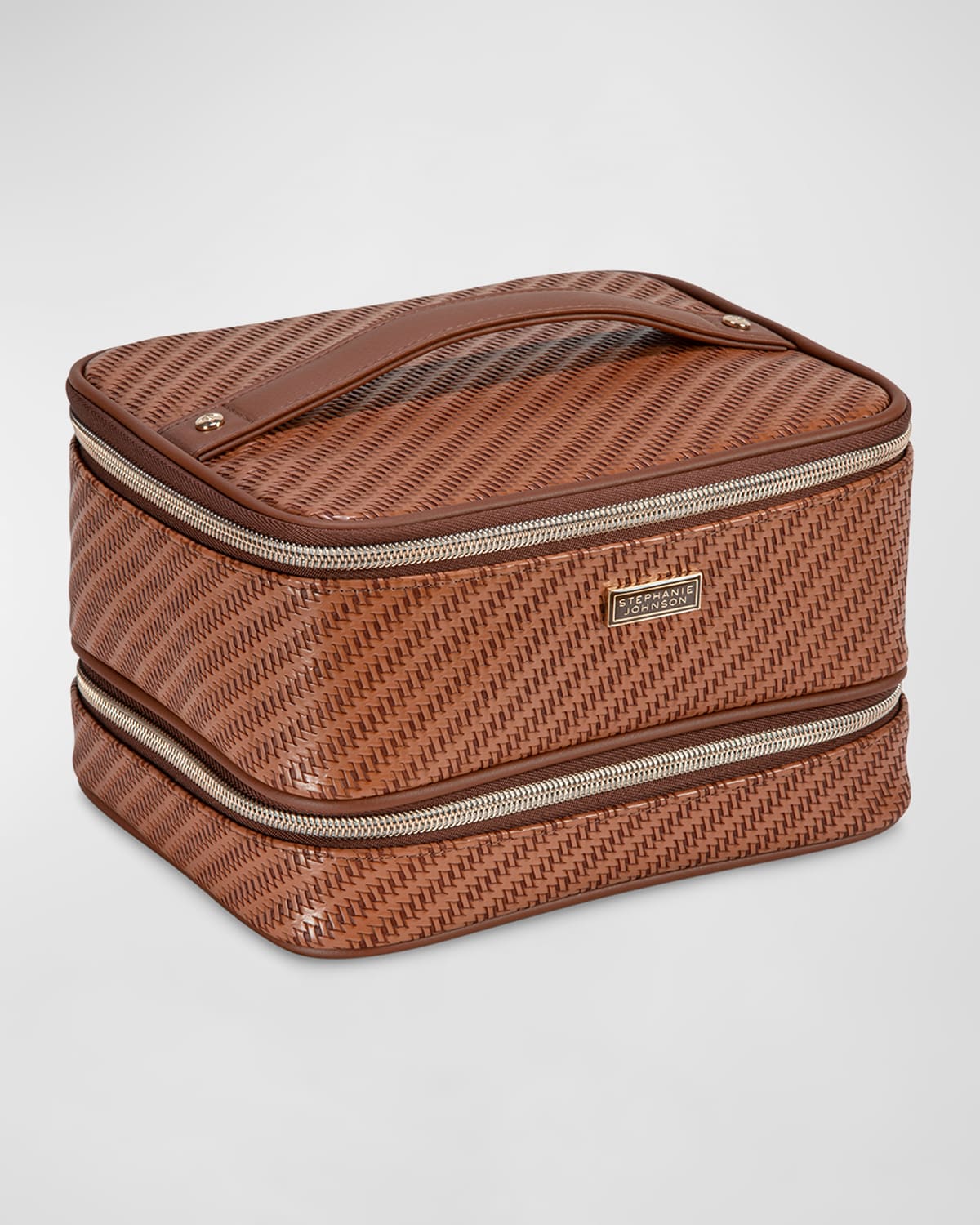 Stephanie Johnson Rosewood Cognac Jenny Train Case In Brown