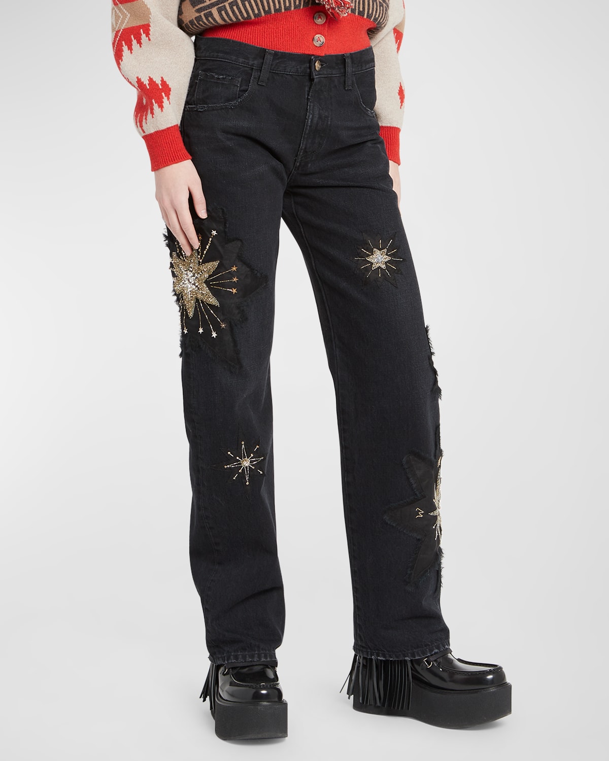 The Wandering Star Embellished Denim Pants
