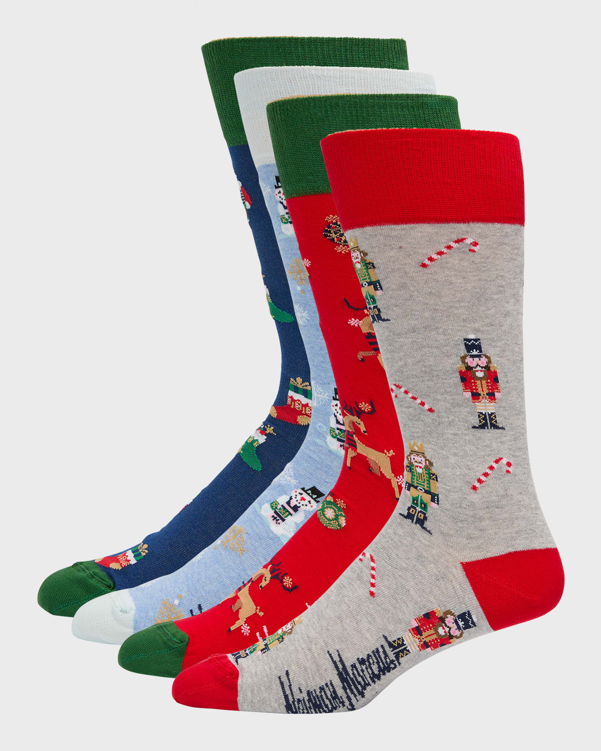 Neiman Marcus Men's 4-pack Holiday Socks In Multi