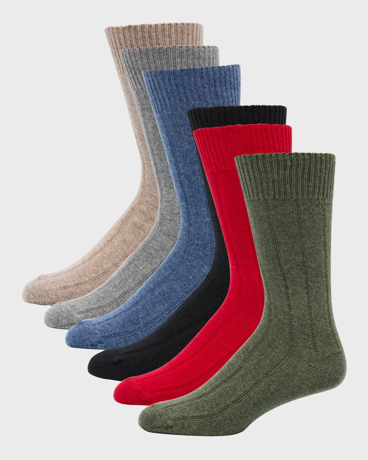 Neiman Marcus Men's 6-pack Knit Crew Socks In Multi