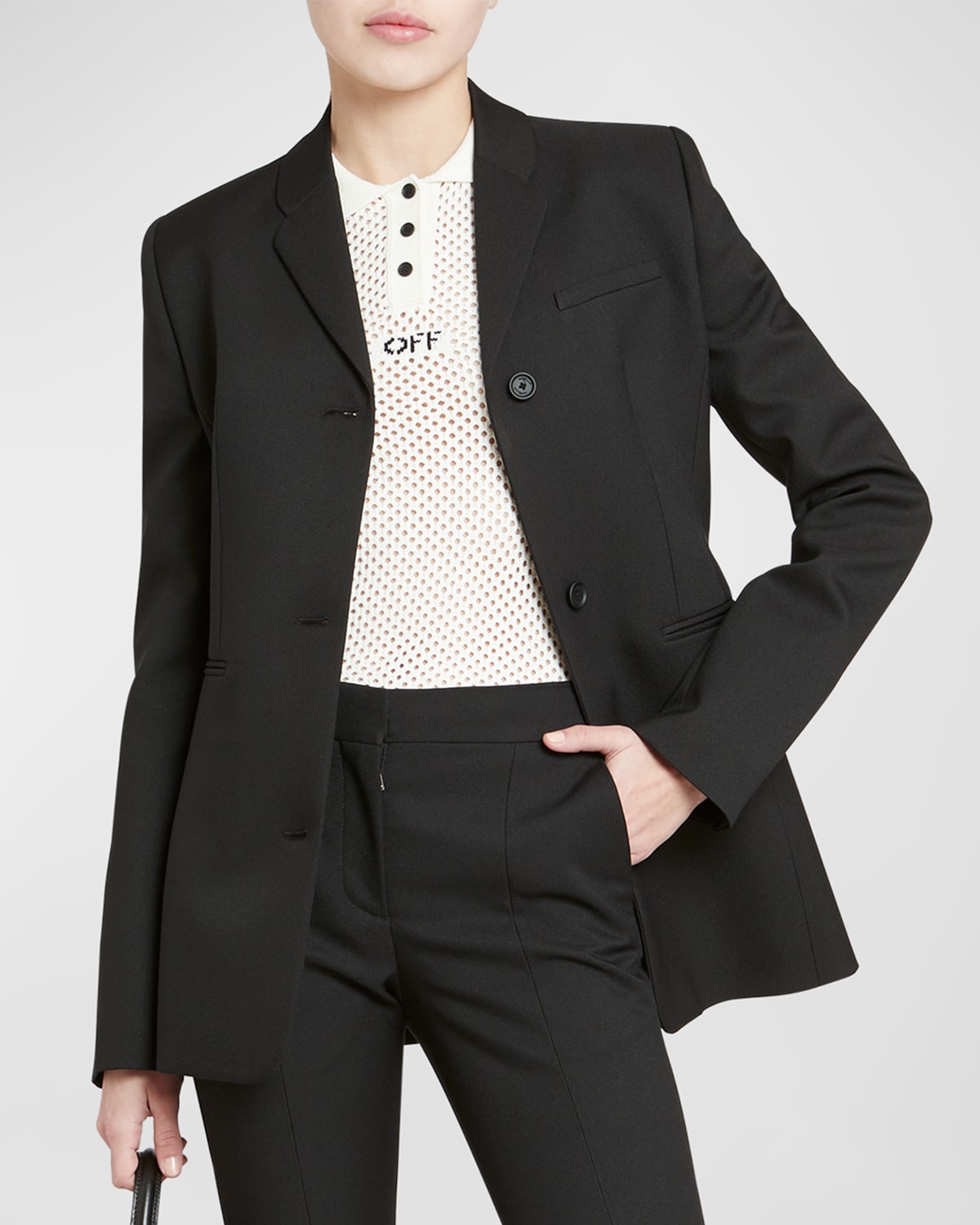 Off-white Tech Drill Tailoring Jacket In Black White