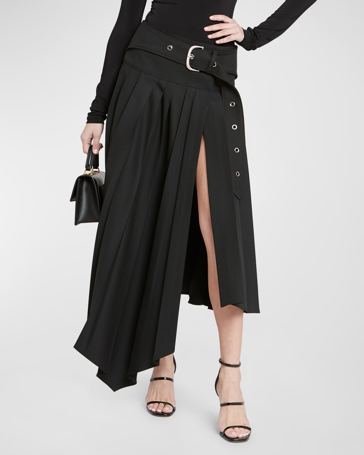 Shop Off-white Tech Drill Belt Pleated Skirt In Black
