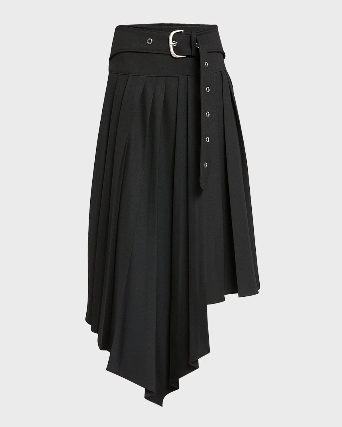 Off-white Pleated Midi Skirt In Tech Drill Fabric In Black