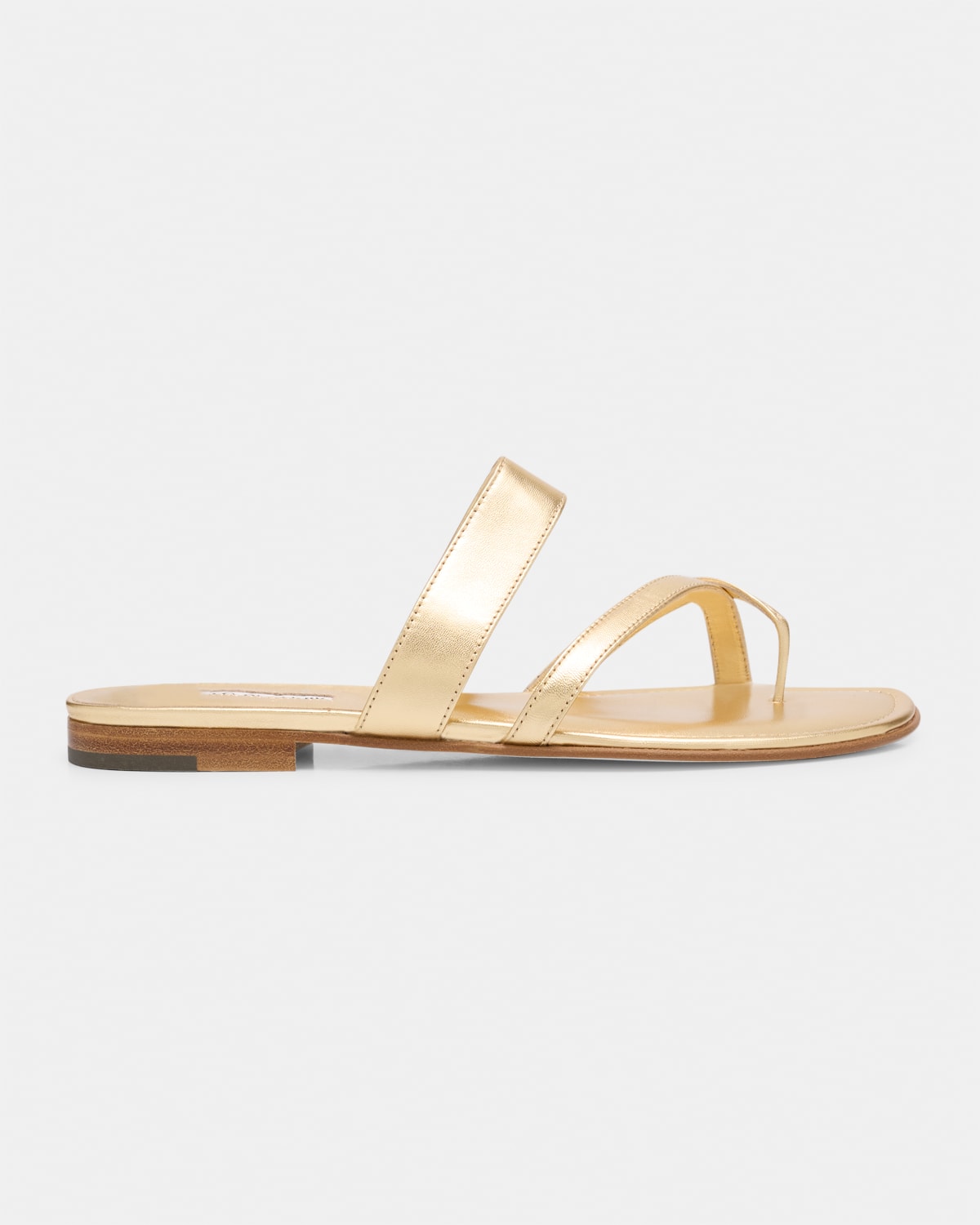 Shop Manolo Blahnik Susa Metallic Crisscross Flat Sandals In Gold7103