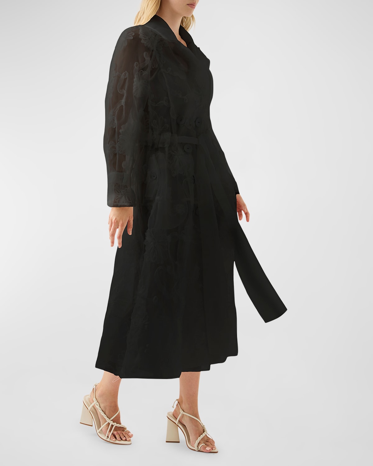 Aje Ursula Trench Coat Organza Midi Dress In Black