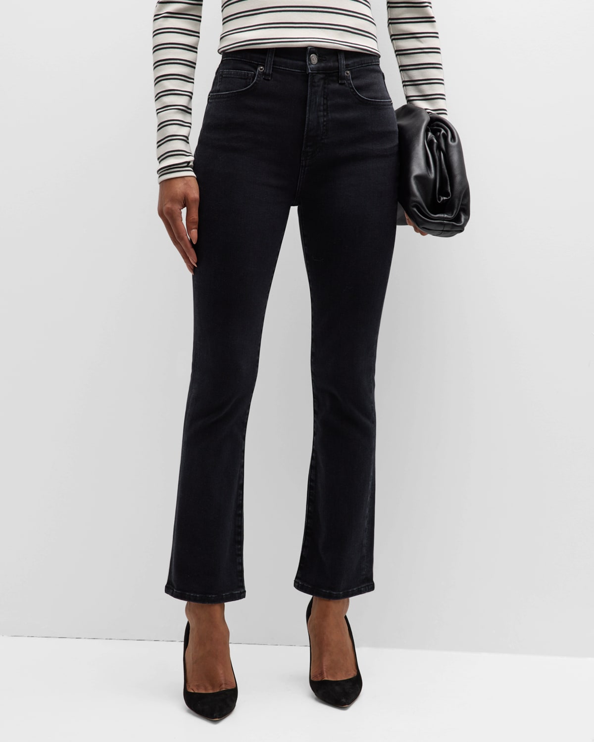 Veronica Beard Jeans Carly Kick-flare Cropped Jeans In Washed Onyx