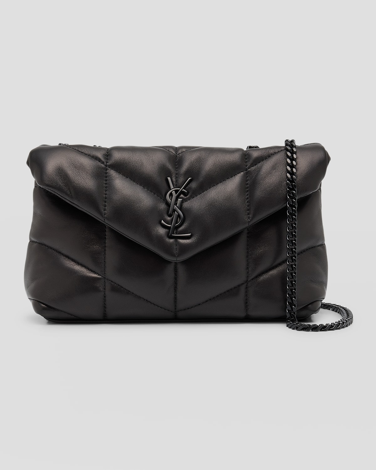 Saint Laurent Loulou Quilted Lambskin Puffer Toy Shoulder Bag In Black