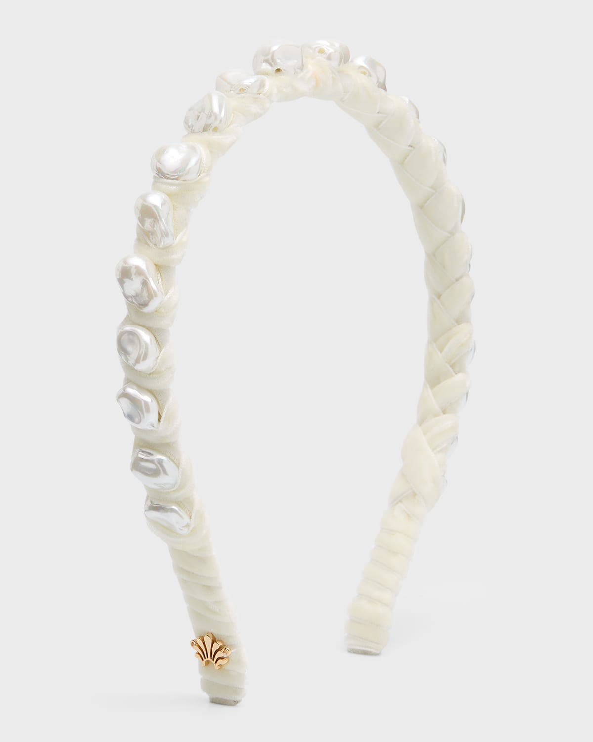 Shop Lele Sadoughi Graduated Baroque Pearly Skinny Headband In Ivory