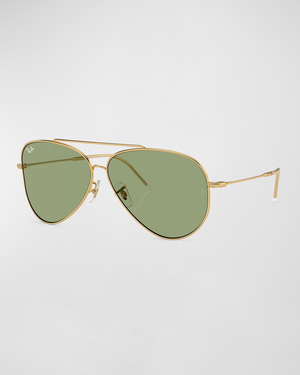 Ray Ban Golden Metal & Plastic Aviator Sunglasses In Green