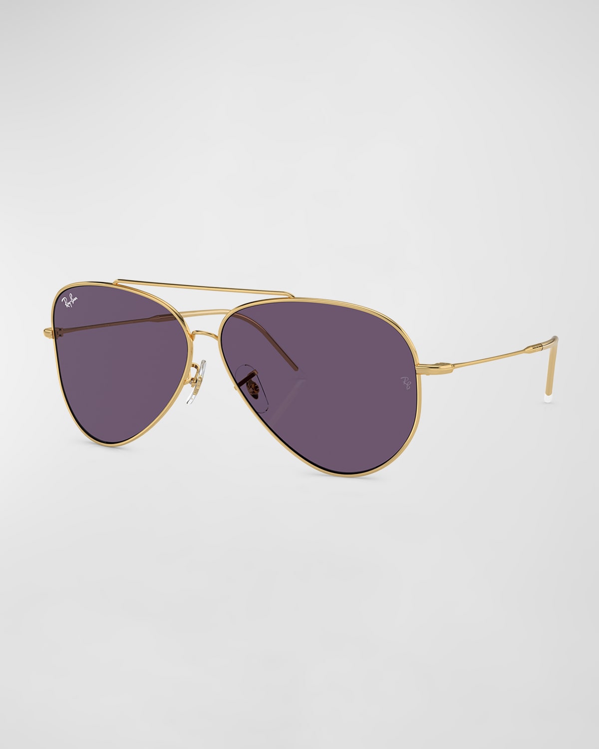 Ray Ban Golden Metal & Plastic Aviator Sunglasses In Purple