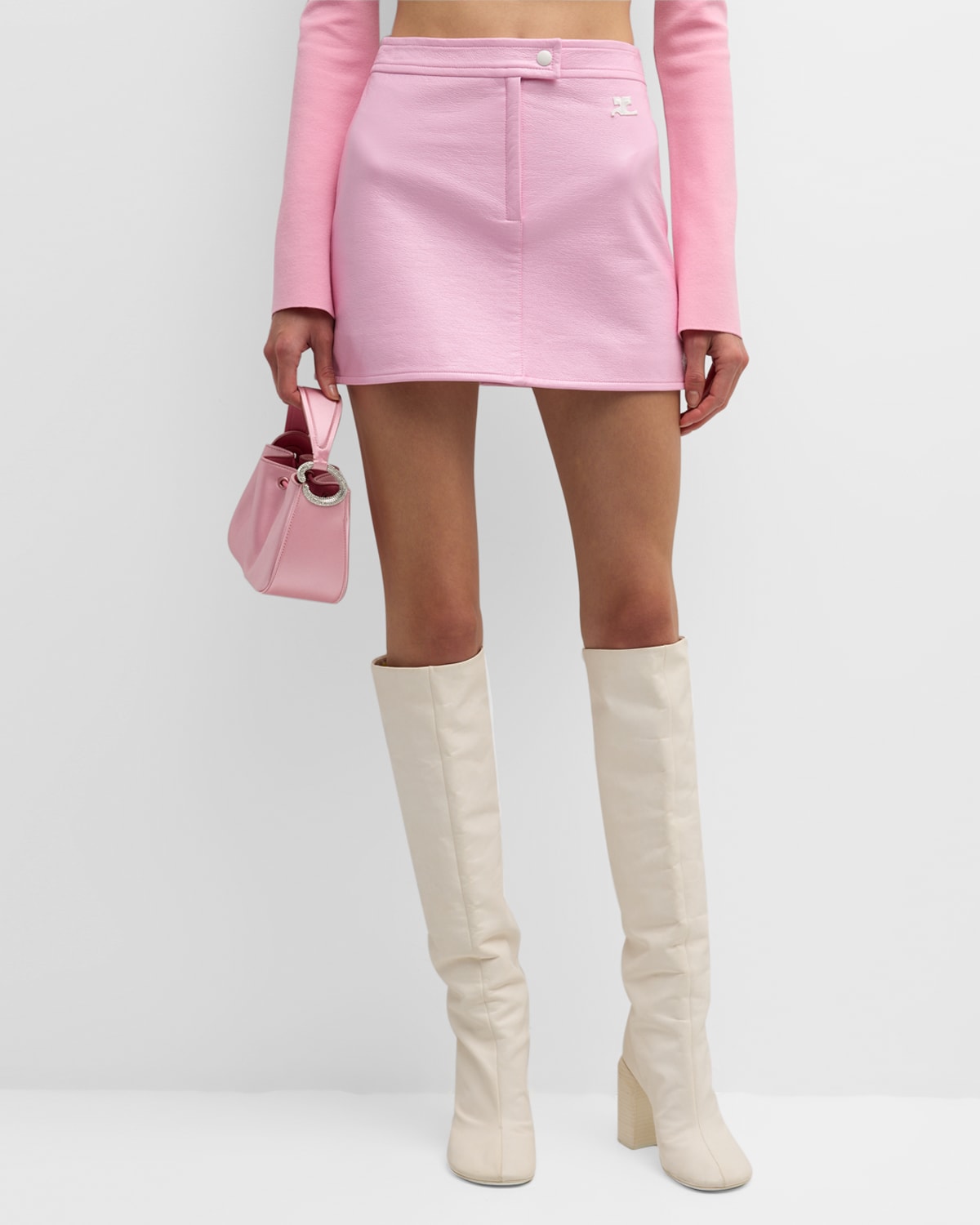 Shop Courrèges Vinyle Reedition Mini Skirt In Rose