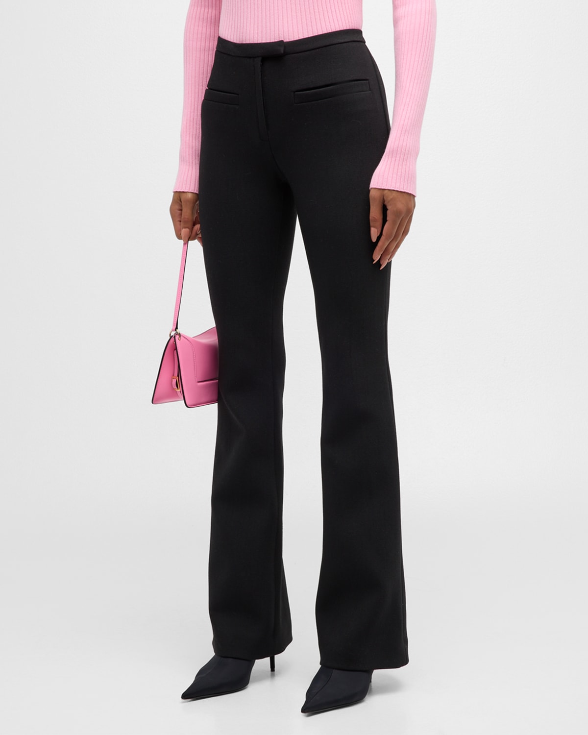 Courreges Heritage Mid-Rise Bootcut-Leg Crepe Tailored Pants