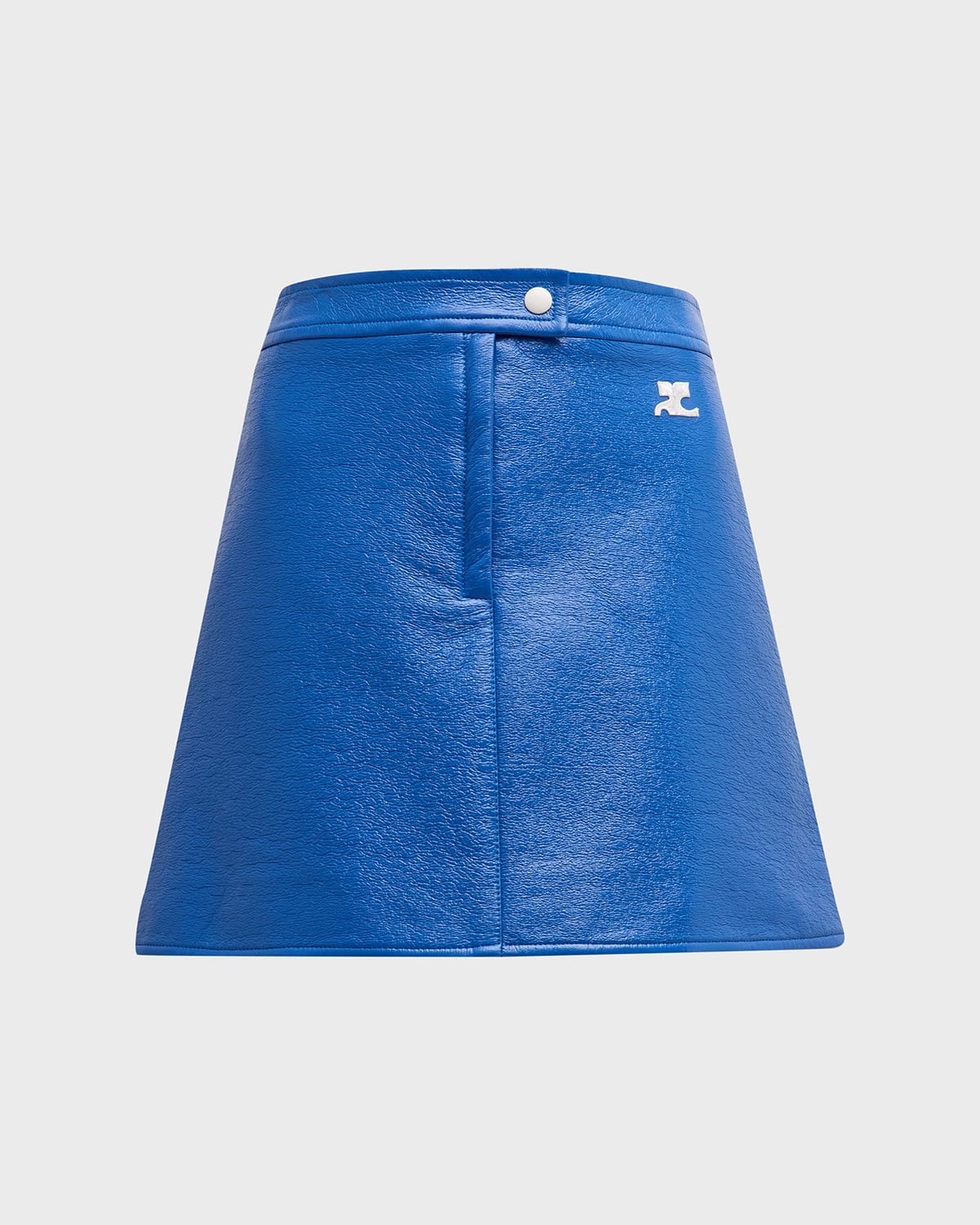 Shop Courrèges Reedition Vinyl Mini Skirt In Blue