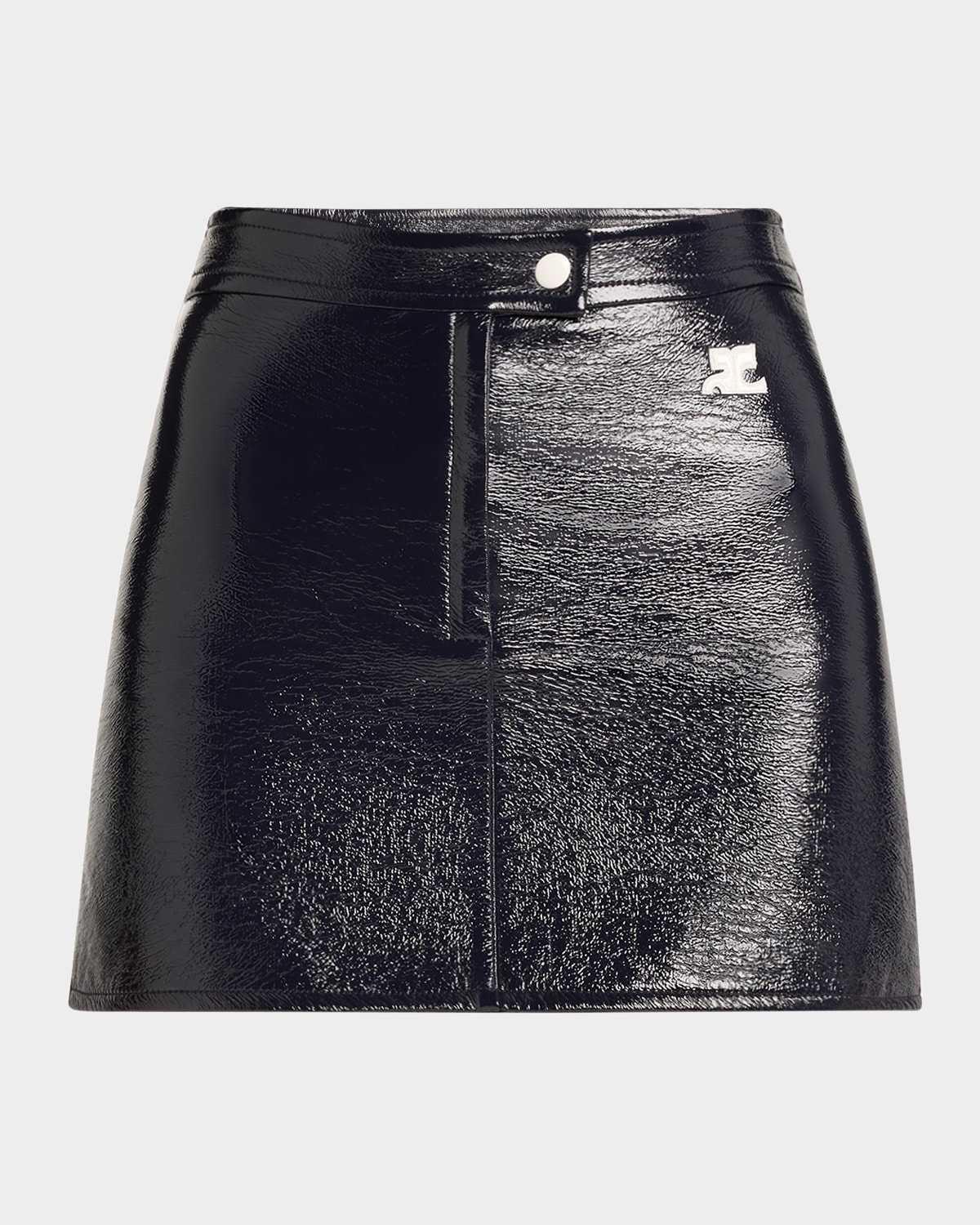 Shop Courrèges Reedition Vinyl Mini Skirt In Navy