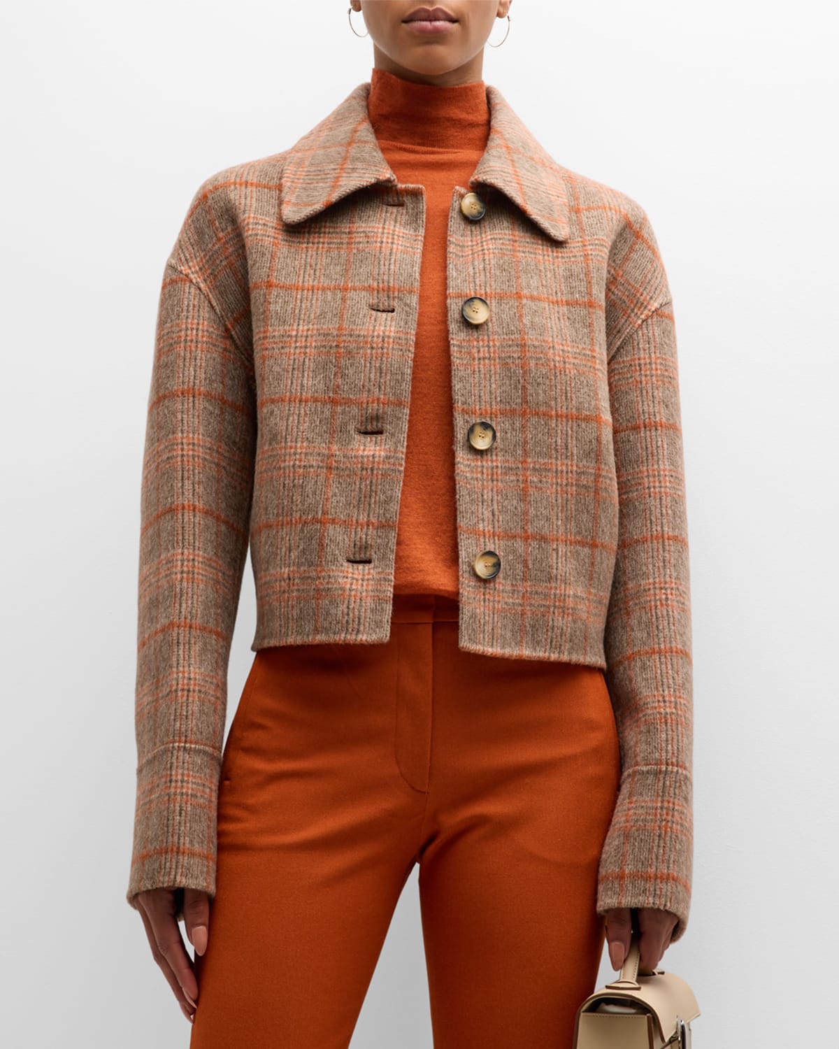 Joseph Gerrard Plaid Wool Coat In Cinnamon Combo