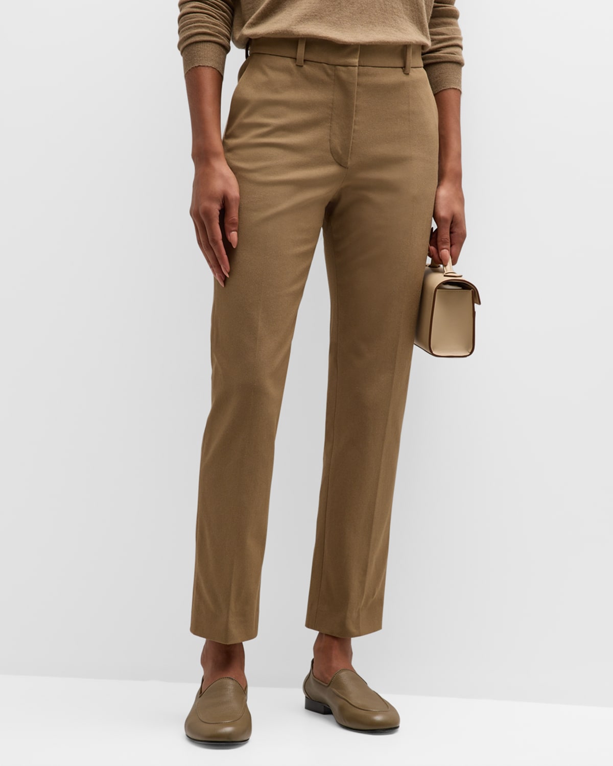 JOSEPH COLEMAN CROPPED HIGH-RISE GABARDINE PANTS