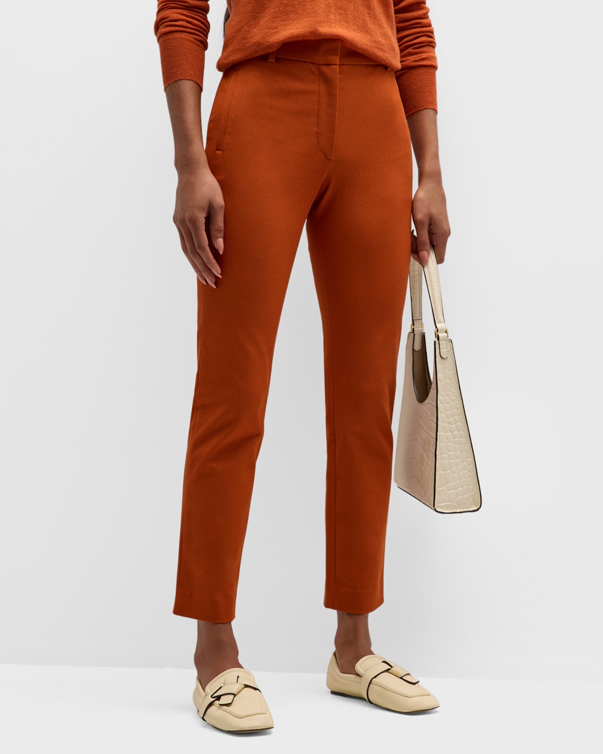 Joseph Coleman Cropped High-rise Gabardine Pants In Cinnamon
