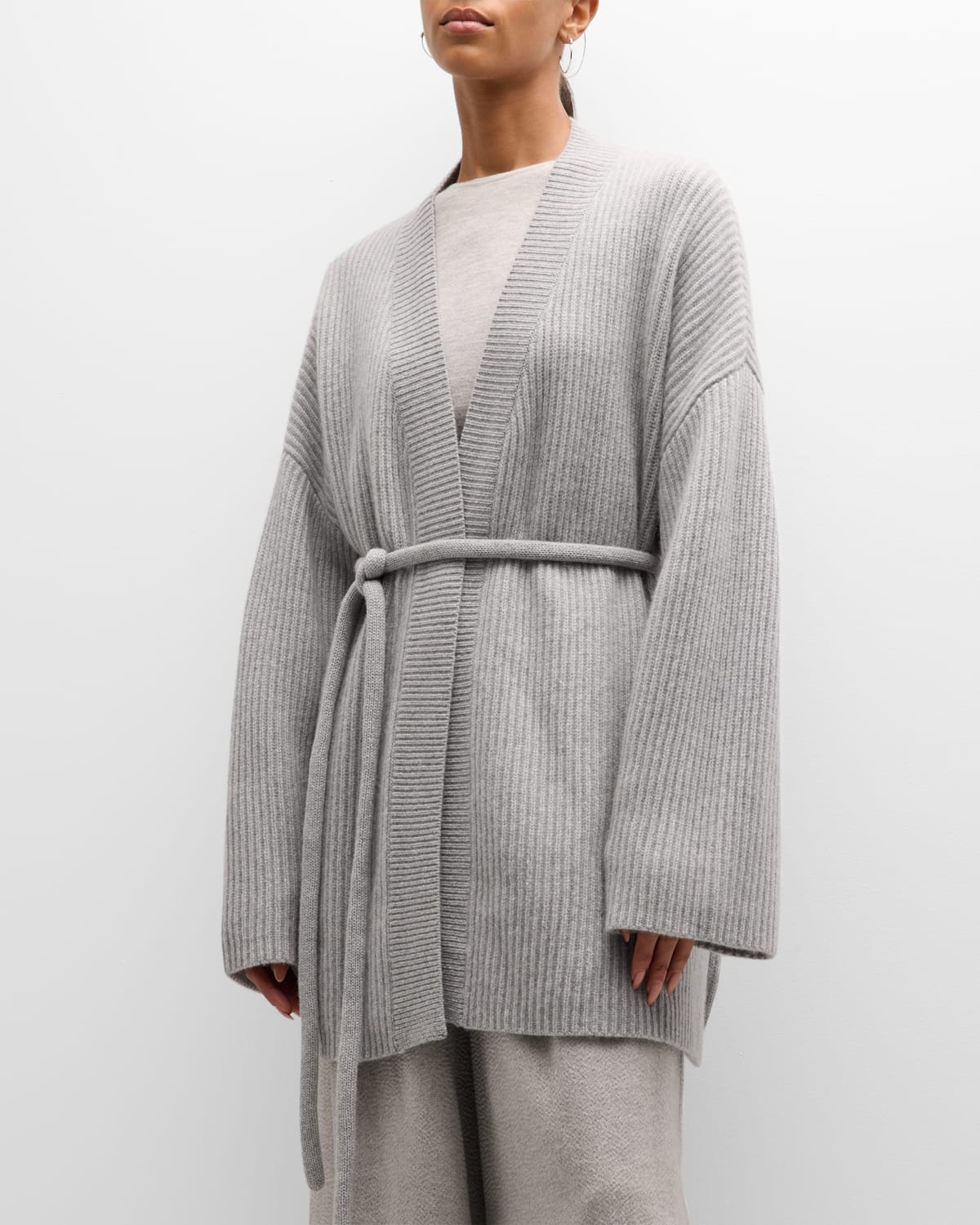 Joseph Open-front Cashmere Cardigan In Light Grey