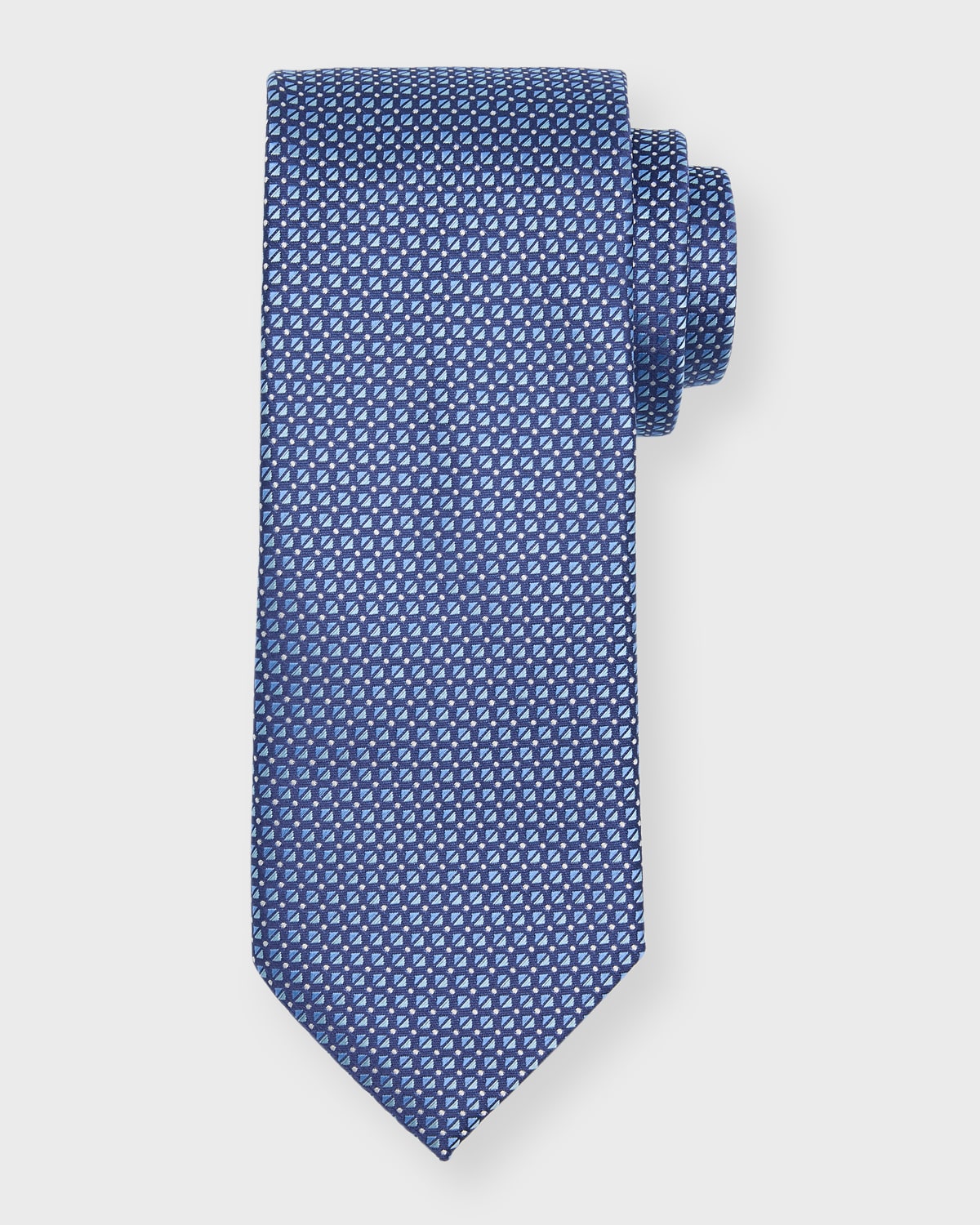 Shop Eton Men's Micro-geometric Silk Tie In Blue