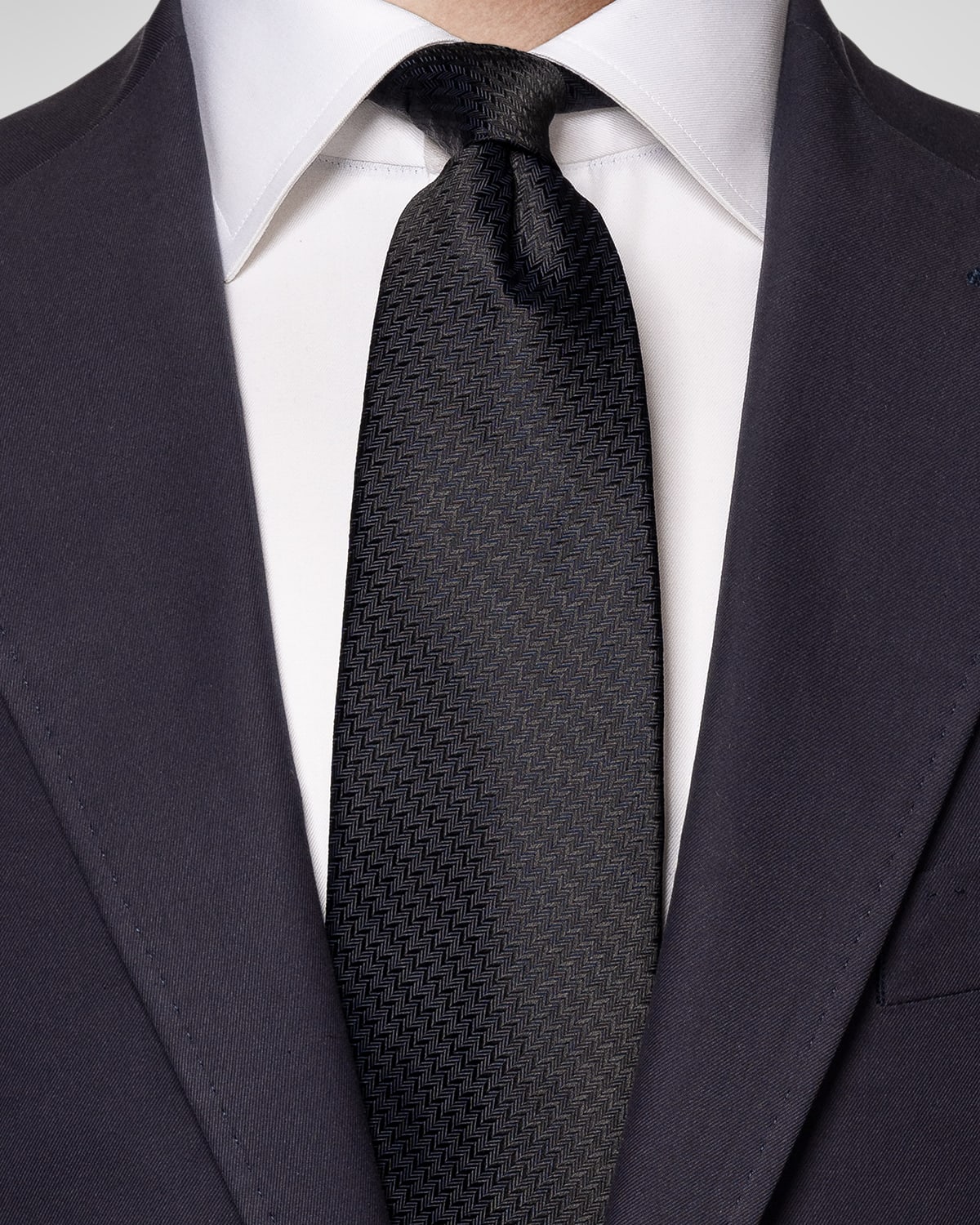 Shop Eton Men's Tonal Zigzag Silk Tie In Blue