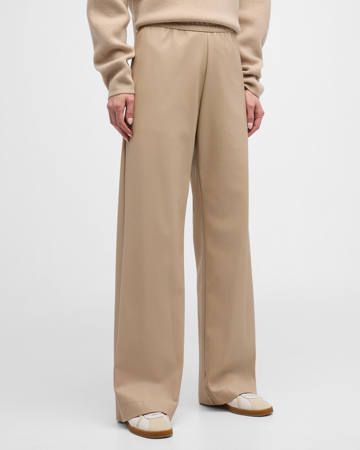 Shop Enza Costa Soft Faux Leather Straight-leg Pants In Khaki