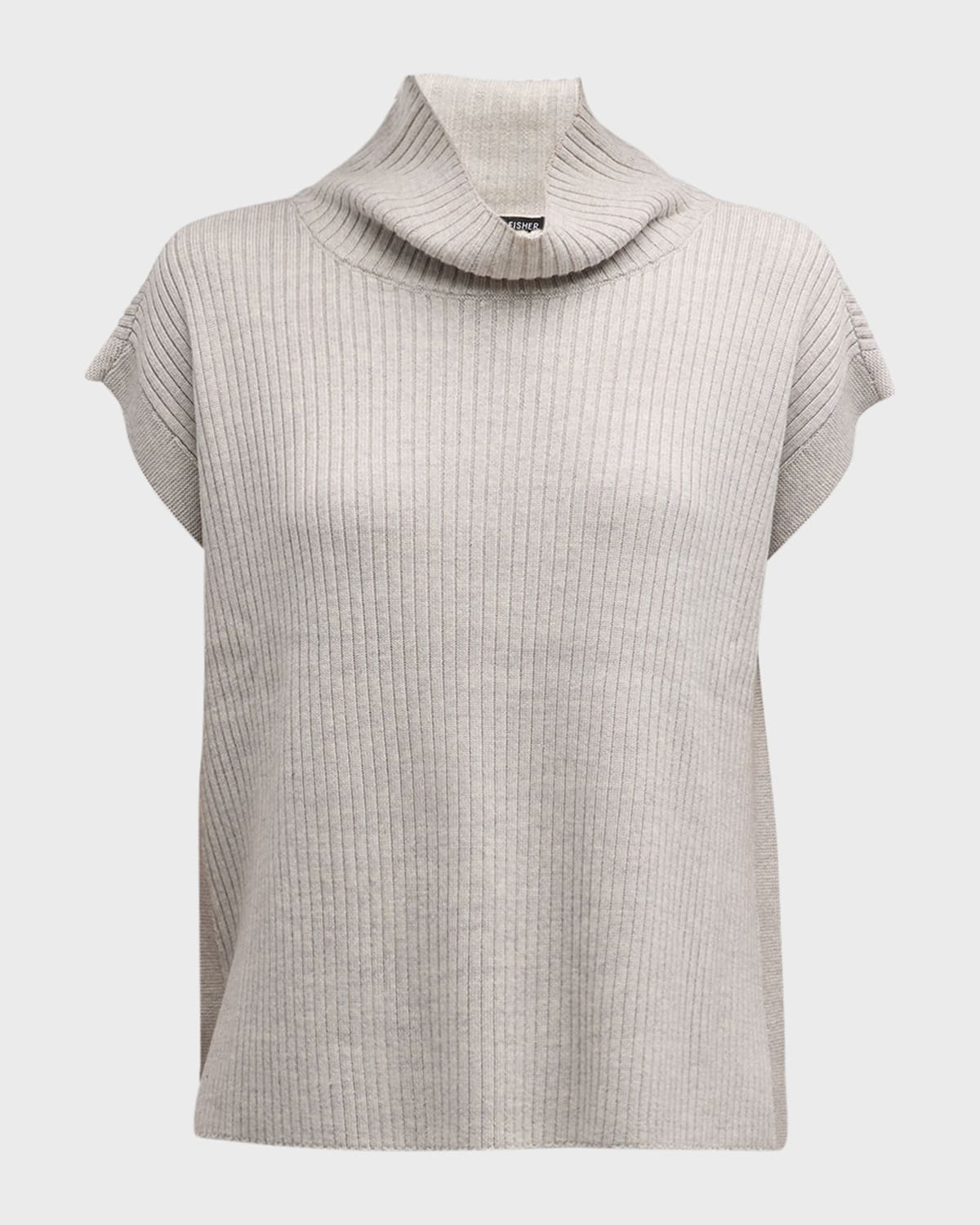 Eileen Fisher Ribbed Turtleneck Wool Tank In Seasalt