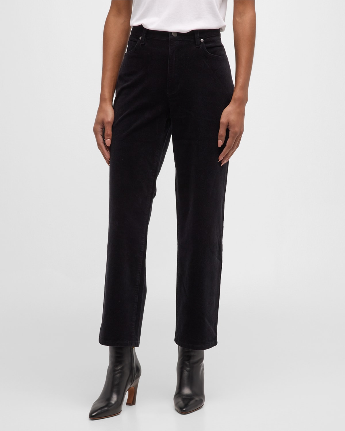 Eileen Fisher High-rise Cropped Corduroy Pants In Black