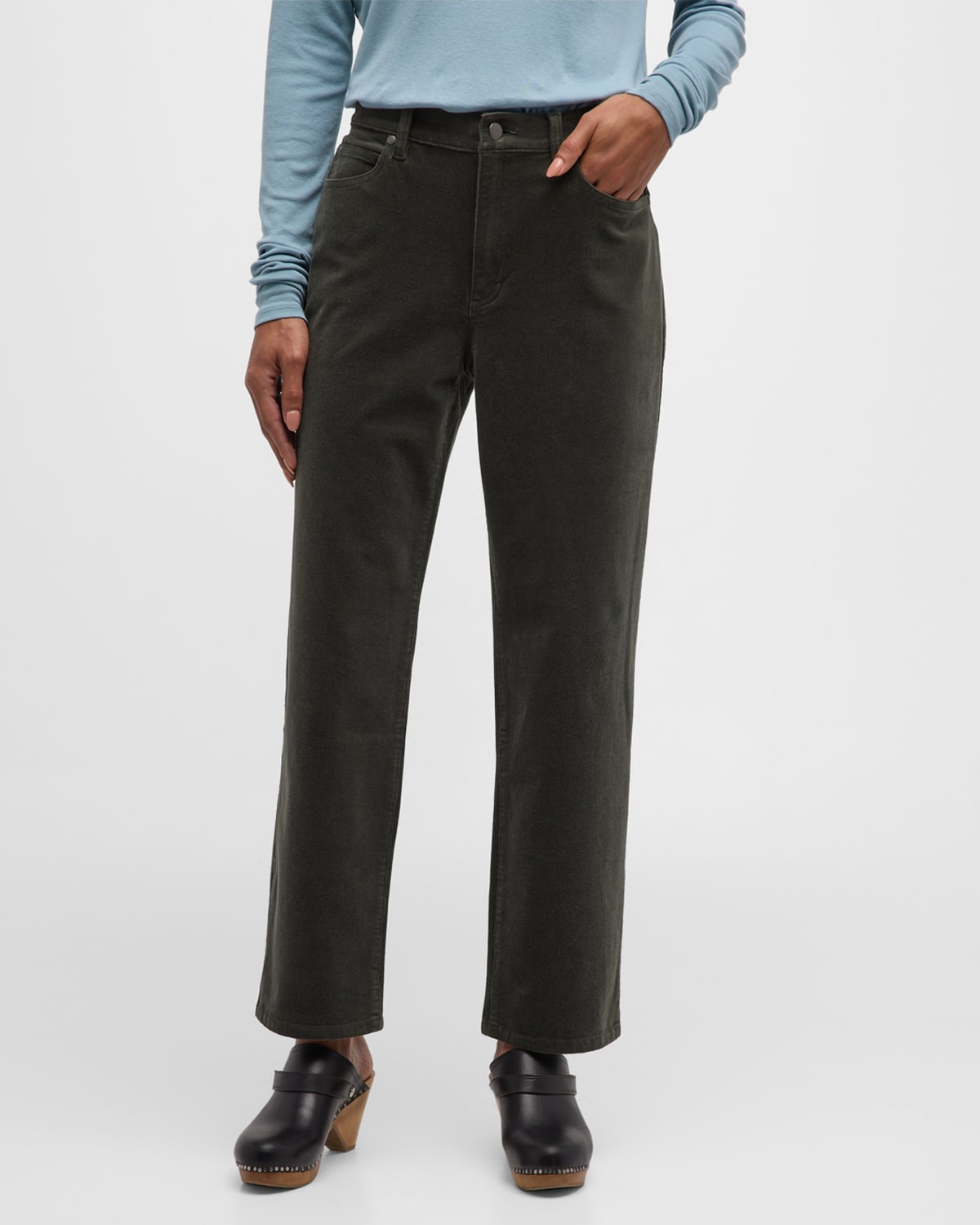 EILEEN FISHER HIGH-RISE CROPPED CORDUROY PANTS
