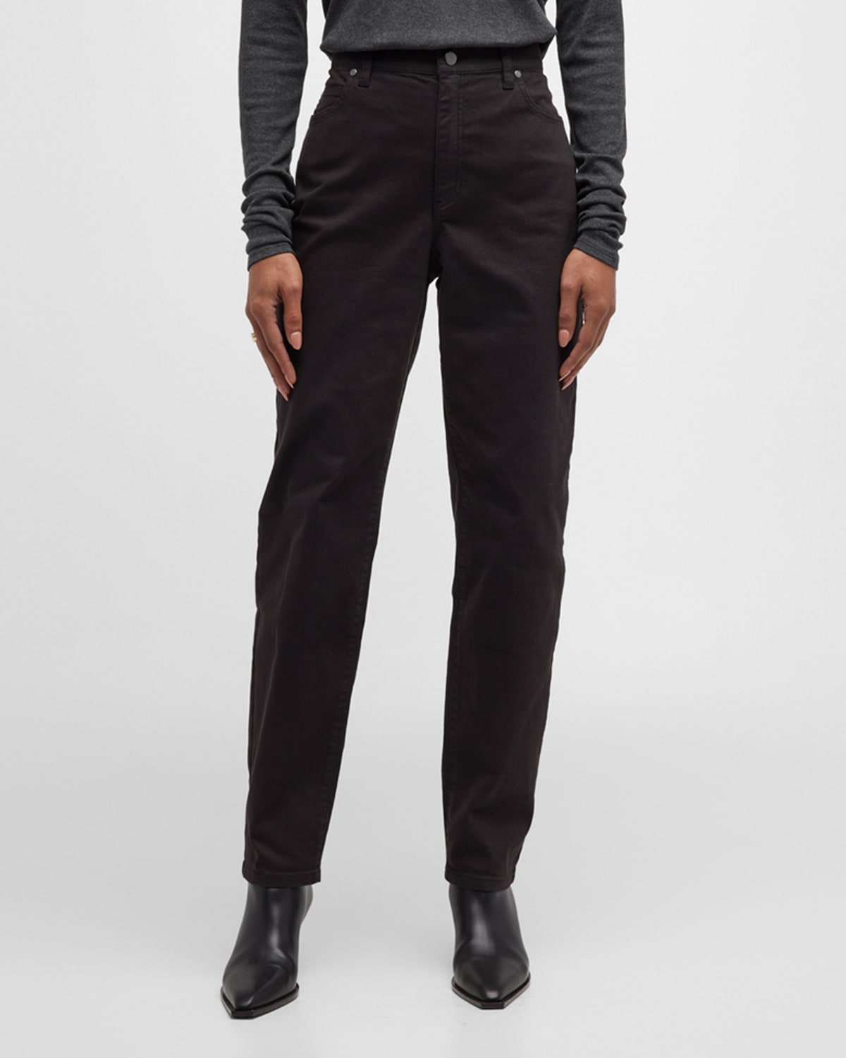 Eileen Fisher Garment-dyed High-rise Denim Pants In Black